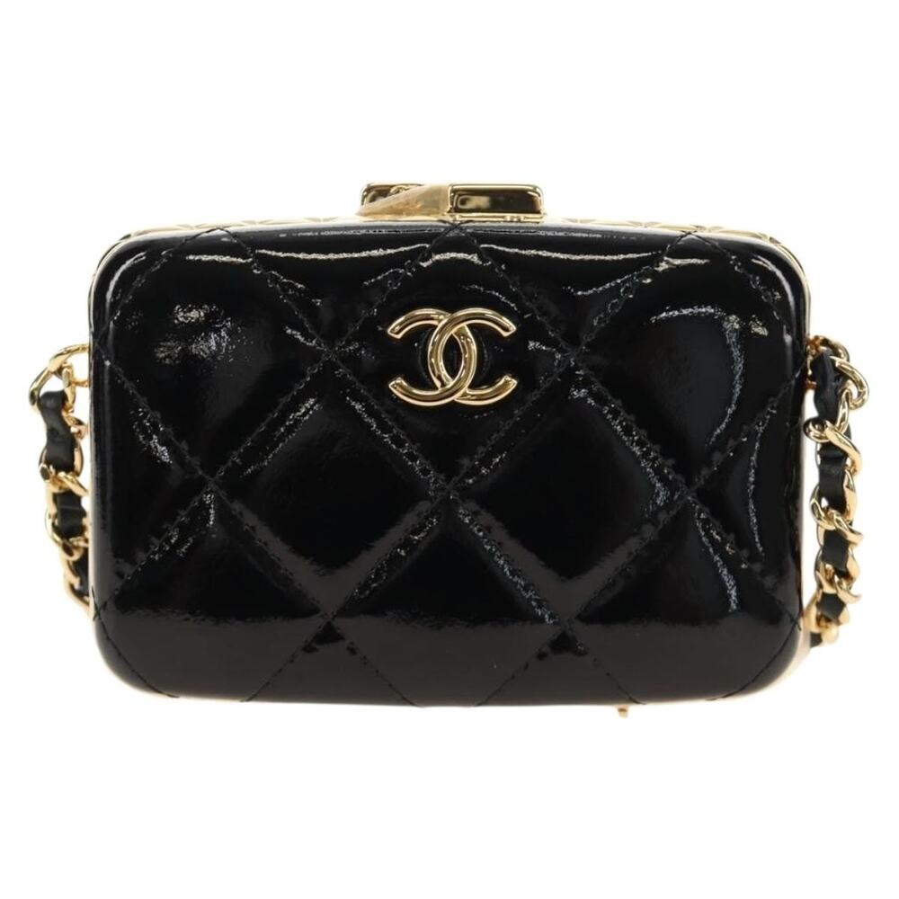 Chanel Matelasse Chain Shoulder Pouch Bag Black